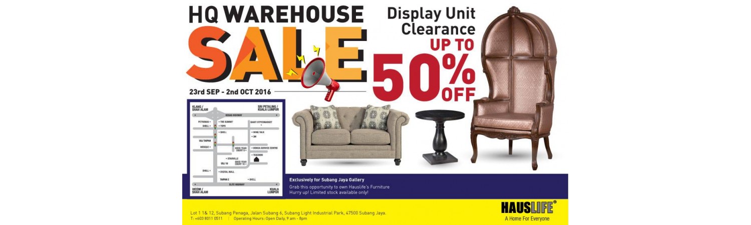 Hauslife Headquarters Warehouse Sales!